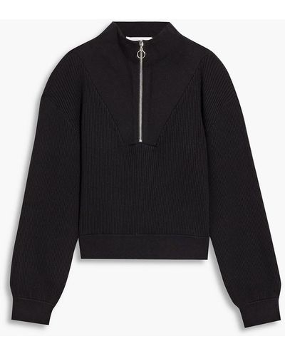 Jonathan Simkhai Ribbed-knit Half-zip Sweatshirt - Black