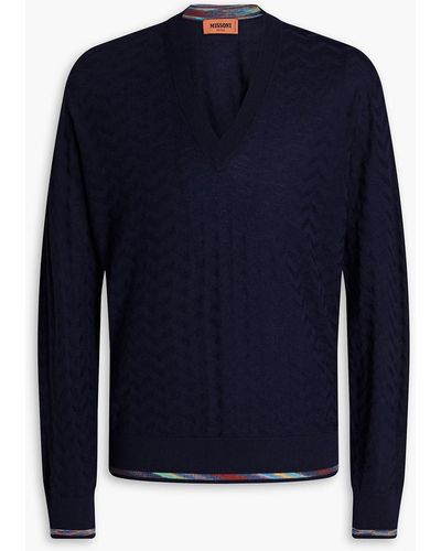 Missoni Crochet-knit Wool Sweater - Blue