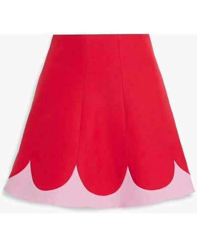 Valentino Garavani Zweifarbiger minirock aus crêpe aus einer woll-seidenmischung - Rot