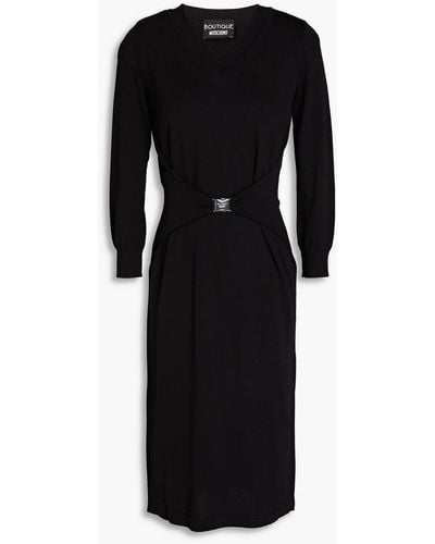 Boutique Moschino Belted Knitted Dress - Black