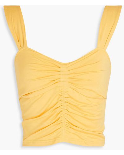 10 Crosby Derek Lam Ruched Stretch-jersey Top - Yellow