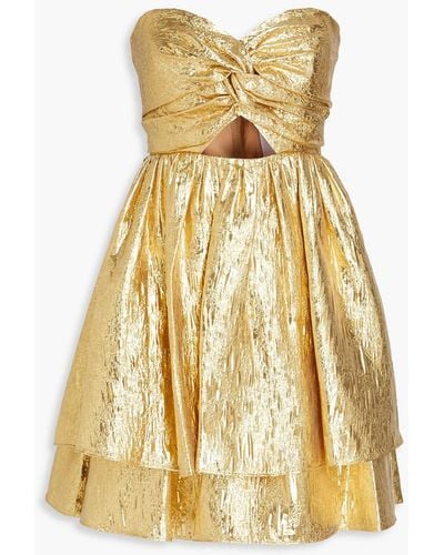 Carolina Herrera Cutout Plissé Silk-georgette Gown - Yellow