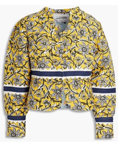 Antik Batik Marius Quilted Floral-print Cotton Coat - Yellow