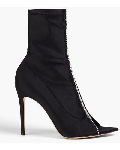 Gianvito Rossi Crystal-embellished Pvc And Satin Ankle Boots - Black