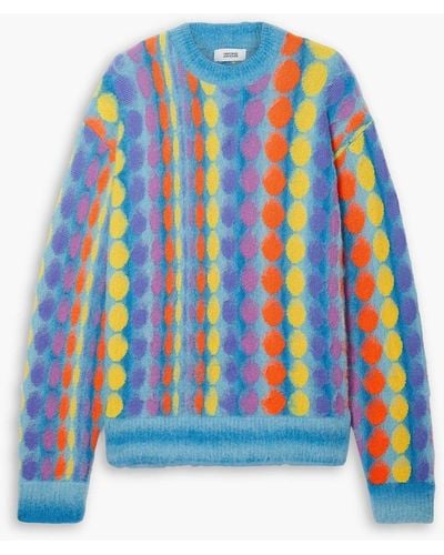 Christopher John Rogers Oversized-pullover aus gebürstetem jacquard-strick mit polka-dots - Blau