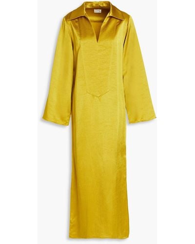 By Malene Birger Mauna Crinkled Satin-crepe Midi Dress - Yellow