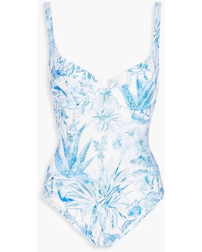 Melissa Odabash San Remos Cutout Printed Swimsuit - Blue