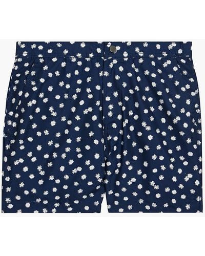 Onia Calder Mid-length Floral-print Swim Shorts - Blue