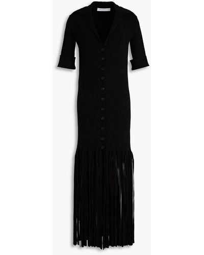 Philosophy Di Lorenzo Serafini Fringed Ribbed-knit Midi Shirt Dress - Black
