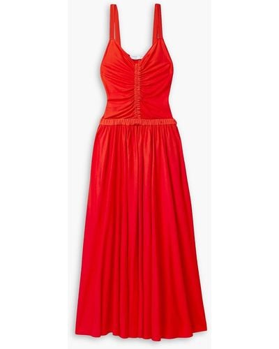 Proenza Schouler Asymmetric Ruched Jersey-crepe Dress - Red