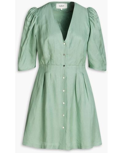 Ba&sh Strid Pleated Woven Mini Dress - Green
