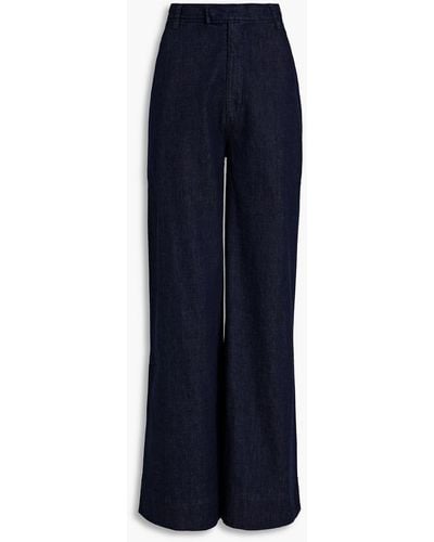 BITE STUDIOS Cotton-chambray Wide-leg Trousers - Blue