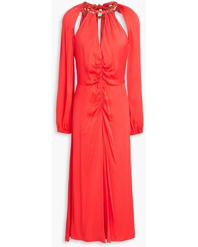 Veronica Beard Fayla Cutout Silk-blend Satin Midi Dress - Red