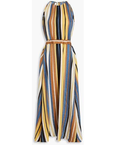 Sandro Taila Striped Linen-blend Midi Dress - Multicolor