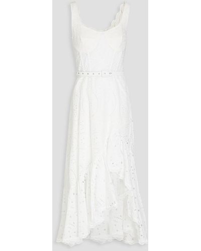 Charo Ruiz Tatyana Ruffled Broderie Anglaise Cotton-blend Midi Dress - White