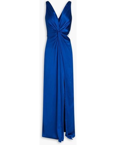 Nicholas Silvina Twist-front Cutout Silk-satin Gown - Blue