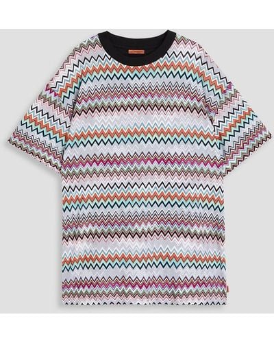 Missoni Crochet-knit Cotton-blend T-shirt - Grey