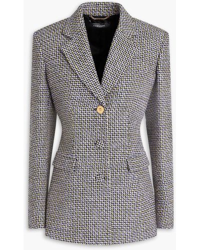 Versace Cotton-blend Tweed Blazer - Grey