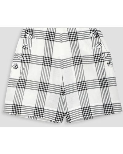 Lisa Marie Fernandez Checked Cotton And Linen-blend Shorts - White