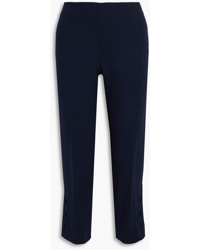Lela Rose Wool-blend Crepe Straight-leg Pants - Blue