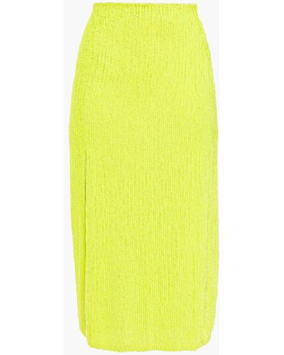 retroféte Neon Sequined Woven Midi Skirt - Yellow