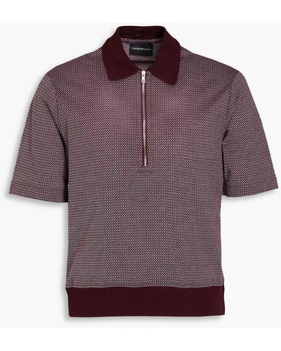 Emporio Armani Jacquard-knit Cotton Polo Shirt - Purple