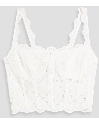 Charo Ruiz Tessa Cropped Broderie Anglaise Cotton-blend Top - White