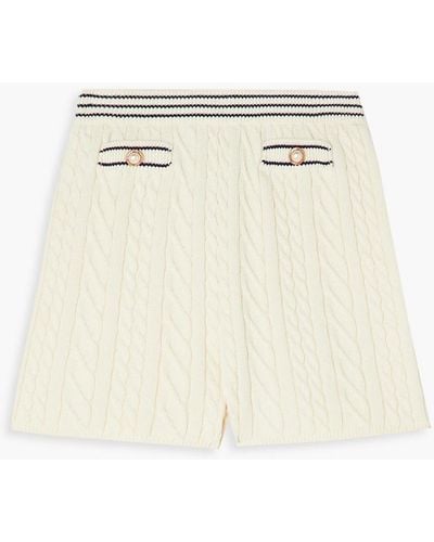 Alessandra Rich Embellished Cable-knit Cotton-blend Shorts - Natural
