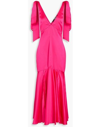ROTATE BIRGER CHRISTENSEN Bow-detailed Satin Midi Dress - Pink