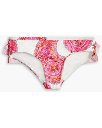 Zimmermann Kids peggy bikini-höschen mit rüschen und paisley-print - Pink