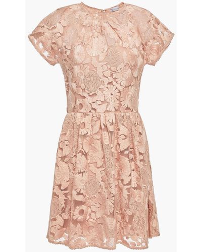 RED Valentino Gathered Embroidered Tulle Mini Dress - Pink