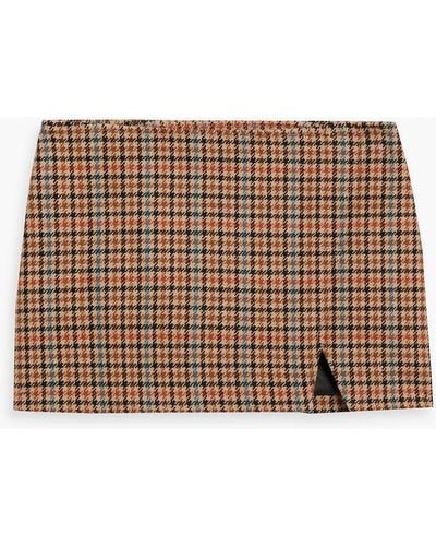 A.L.C. Rylee Wrap-effect Houndstooth Wool-blend Tweed Mini Skirt - Brown