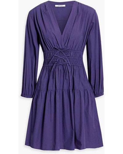 10 Crosby Derek Lam Tiered Bow-embellished Cotton-poplin Mini Dress - Purple