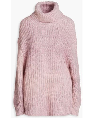 Ba&sh Bear Ribbed-knit Turtleneck Sweater - Pink