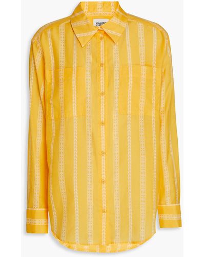 Claudie Pierlot Hemd aus voile aus einer baumwoll-seidenmischung mit print - Gelb