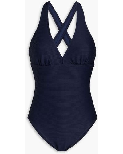 Heidi Klein Ribbed Underwired Swimsuit - Blue