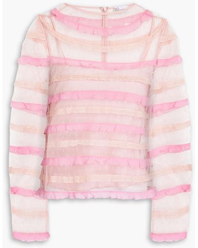 RED Valentino Lace-trimmed Point D'esprit Top - Pink