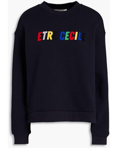 Être Cécile Flocked French Cotton-terry Sweatshirt - Blue