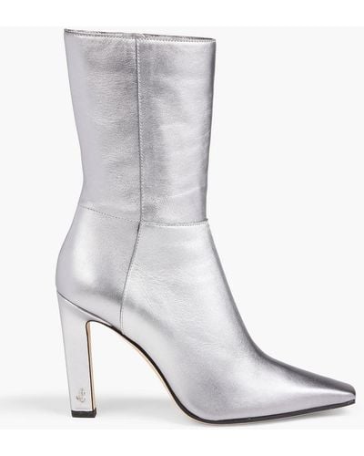 Jimmy Choo Merle 100 Leather Ankle Boots - White