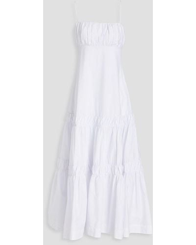 Nicholas Didi Gathered Cotton-poplin Maxi Dress - White