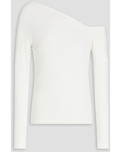 Enza Costa Asymmetric Ribbed-knit Sweater - White