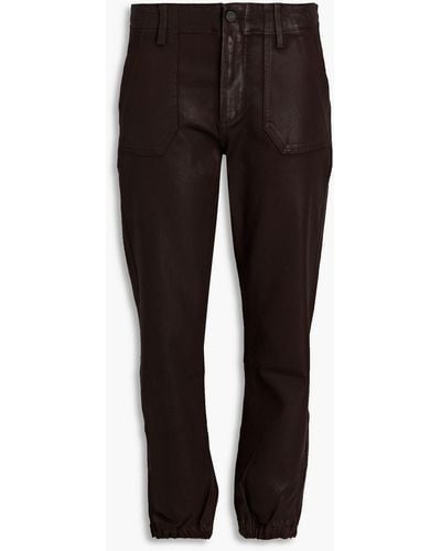 PAIGE Mayslie Cropped Coated High-rise Slim-leg Jeans - Black