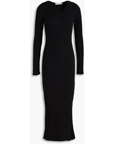 LVIR Ribbed-knit Midi Dress - Black