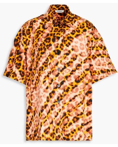 Sandro Avery Leopard-print Cotton-poplin Shirt - Orange