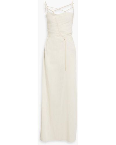 Jacquemus Ruched Cotton-gauze Maxi Dress - White