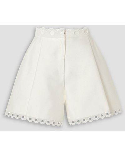 Rime Arodaky Dua Broderie Anglaise-trimmed Grain De Poudre Shorts - White