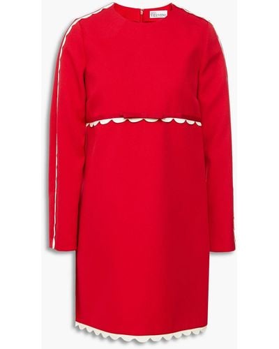 RED Valentino Scalloped Crepe Mini Dress - Red