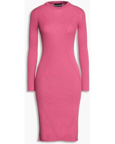 Boutique Moschino Ribbed Wool Dress - Pink
