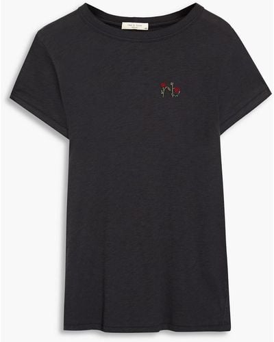 Rag & Bone Embroidered Pima Cotton-jersey T-shirt - Black
