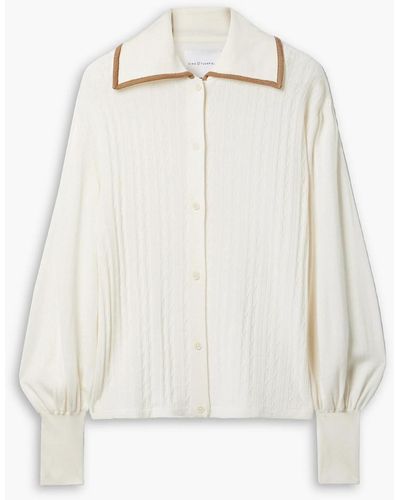 King & Tuckfield Hemd aus merinowolle mit zopfstrickmuster - Weiß